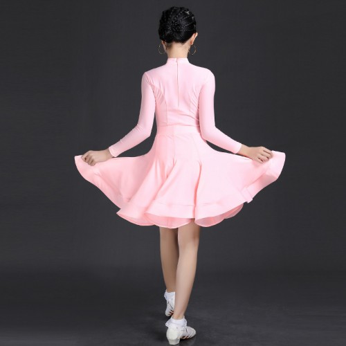 Children girls pink blue yellow white Latin dance dress Latin stage performance costumes for kids professional examination regulations Latin ballroom competition performance clothes